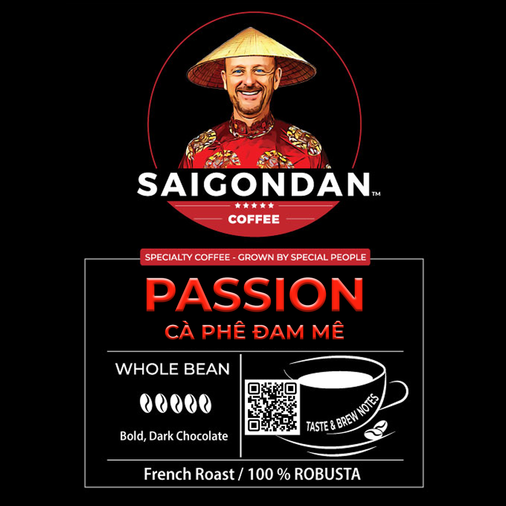 Passion Whole Bean Coffee | French Roast | Vietnamese Single Origin | 100% Robusta | Roasted in Small Batch | Direct Trade | No Preservatives | 12 Oz