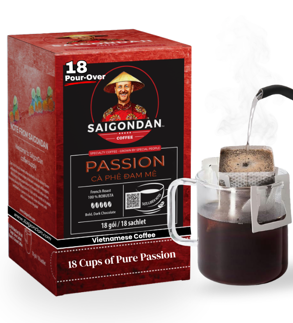 Passion Drip Instant Coffee | French Roast | 100% Robusta | Vietnamese Single Origin | Small Batch Roasted | Direct Trade | No Preservatives | 18 Sachets