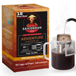 Adventure Drip Instant Coffee | Light Espresso Roast | 100% Robusta | Pour Over Single-Serve | Vietnamese Single Origin | Small Batch Roasted | Direct Trade | Naturally Sweet | No Preservatives | 18 Sachets