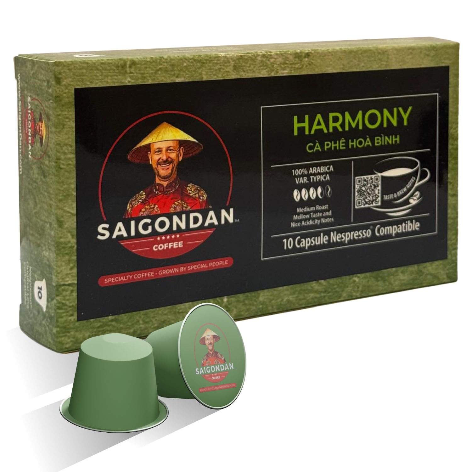 Harmony Coffee Capsules - | Medium Roast | Arabica Typica | Vietnamese Single Origin | Small Batch Roasted | Compatible with All Nespresso Original Line Machines | No Preservatives | 10 Capsules