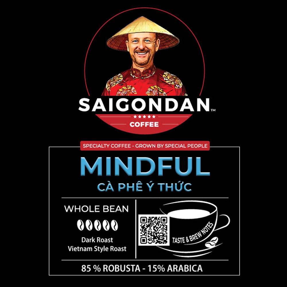 Mindful Whole Bean Coffee | Dark Roast | Robusta & Arabica Blend | Vietnamese Single Origin | Roasted in Small Batch | Full and Strong After Taste | Direct Trade | Full Bodied | No Preservatives | 12 Oz